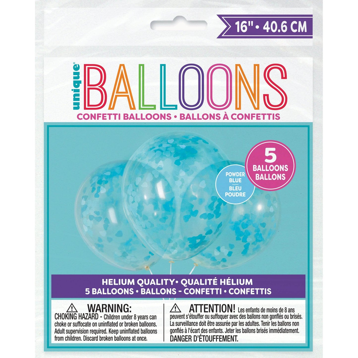 Unique Latex 16" Clear Latex Balloons Prefilled with Heart Shape Confetti (5)