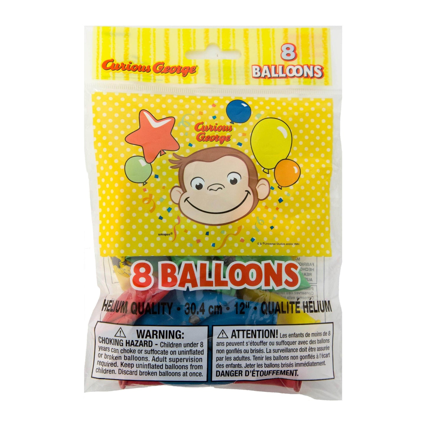 Unique Latex Curious George 12" Latex Balloons (pack of 8)