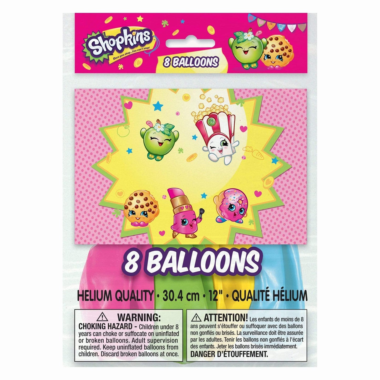 Unique Latex I ❤ Shopkins! 12" Latex Balloons (pack of 8)