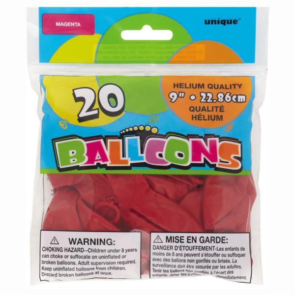 Unique Latex Magenta 9″ Latex Balloons (20 count)