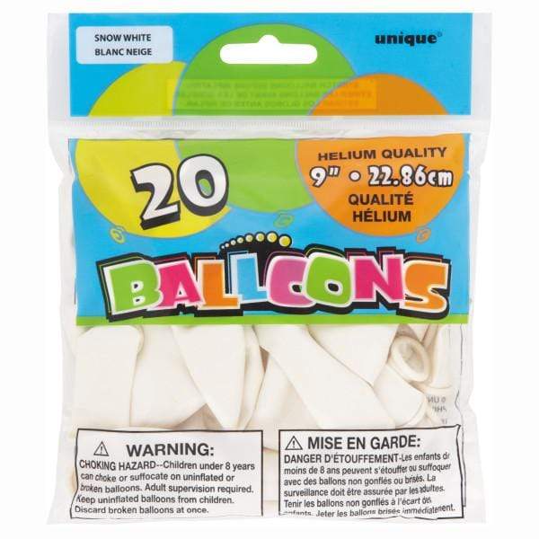 Unique Latex Snow White 9″ Latex Balloons (20 count)
