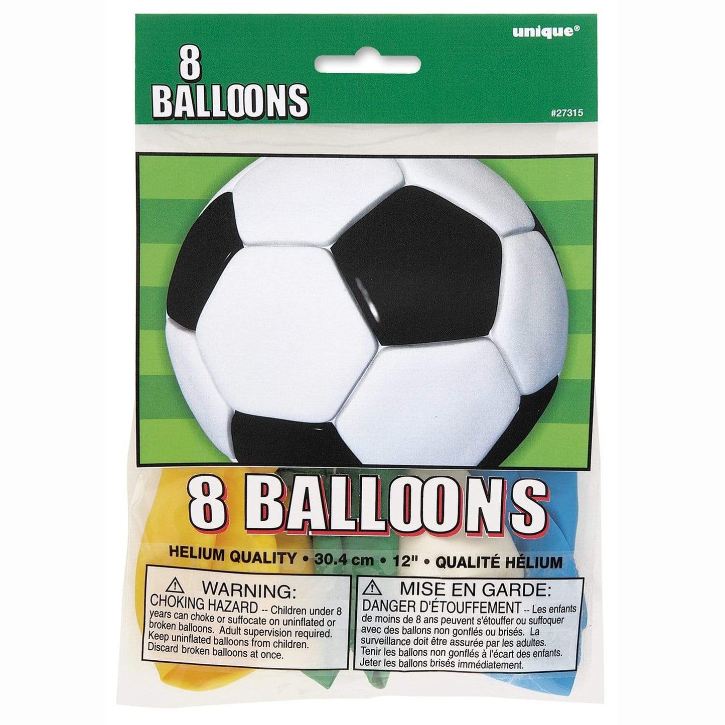 Unique Latex Soccer Ball Print 12" Latex Balloons (pack of 8)