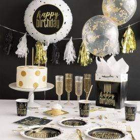 Unique Metallic Happy Birthday Round Dinner Plates 9″ (8 count)