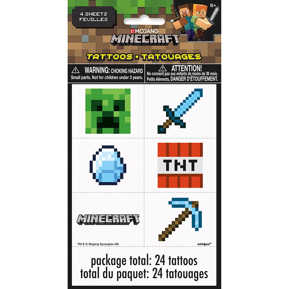 Minecraft Tattoos (24 Pk)
