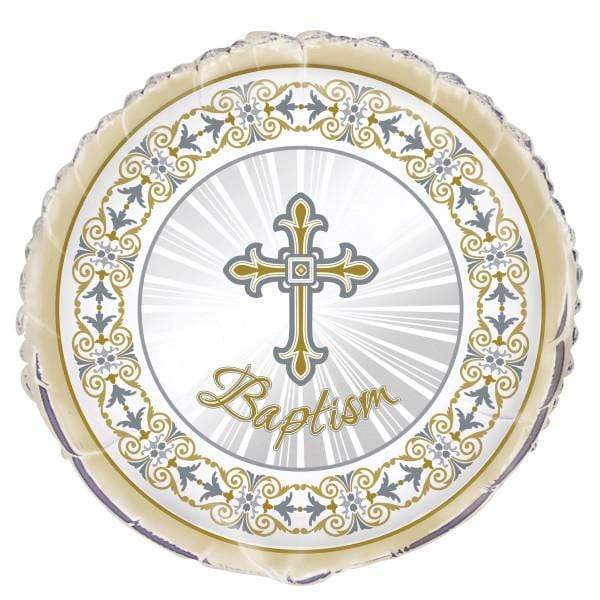 Unique Mylar & Foil Gold & Silver Radiant Cross Baptism 18" Foil Balloon