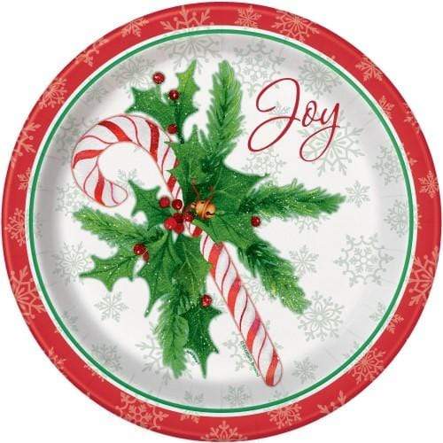 Unique Partly Supplies Candy Cane Christmas Plates 9″ (8 count)
