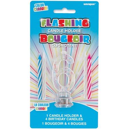 Unique Party Supplies #6 Flashing Candle Holder (5 count)