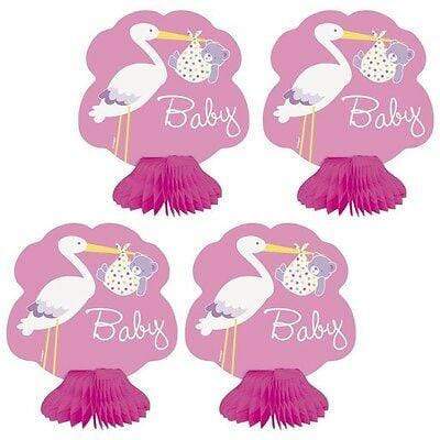 Unique Party Supplies Baby Girl Stork Mini Honeycomb (4 count)