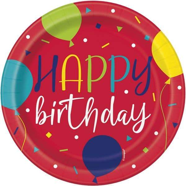 Unique Party Supplies Balloon Party Plates 7″ (8 count)