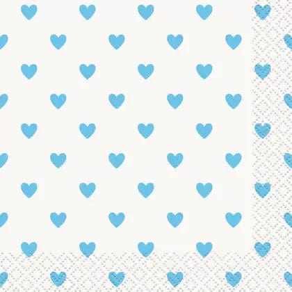 Unique Party Supplies Blue Hearts Baby Shower Beverage Napkins (16 count)