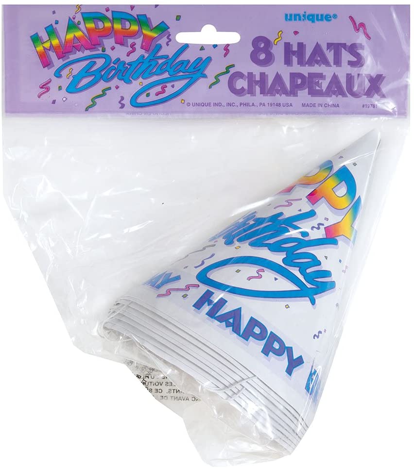 Unique Party Supplies Happy Birthday 90s Party Hats (8 count)