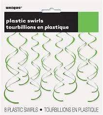 Unique Party Supplies Lime Green Swirl Decorations (8 piece set)