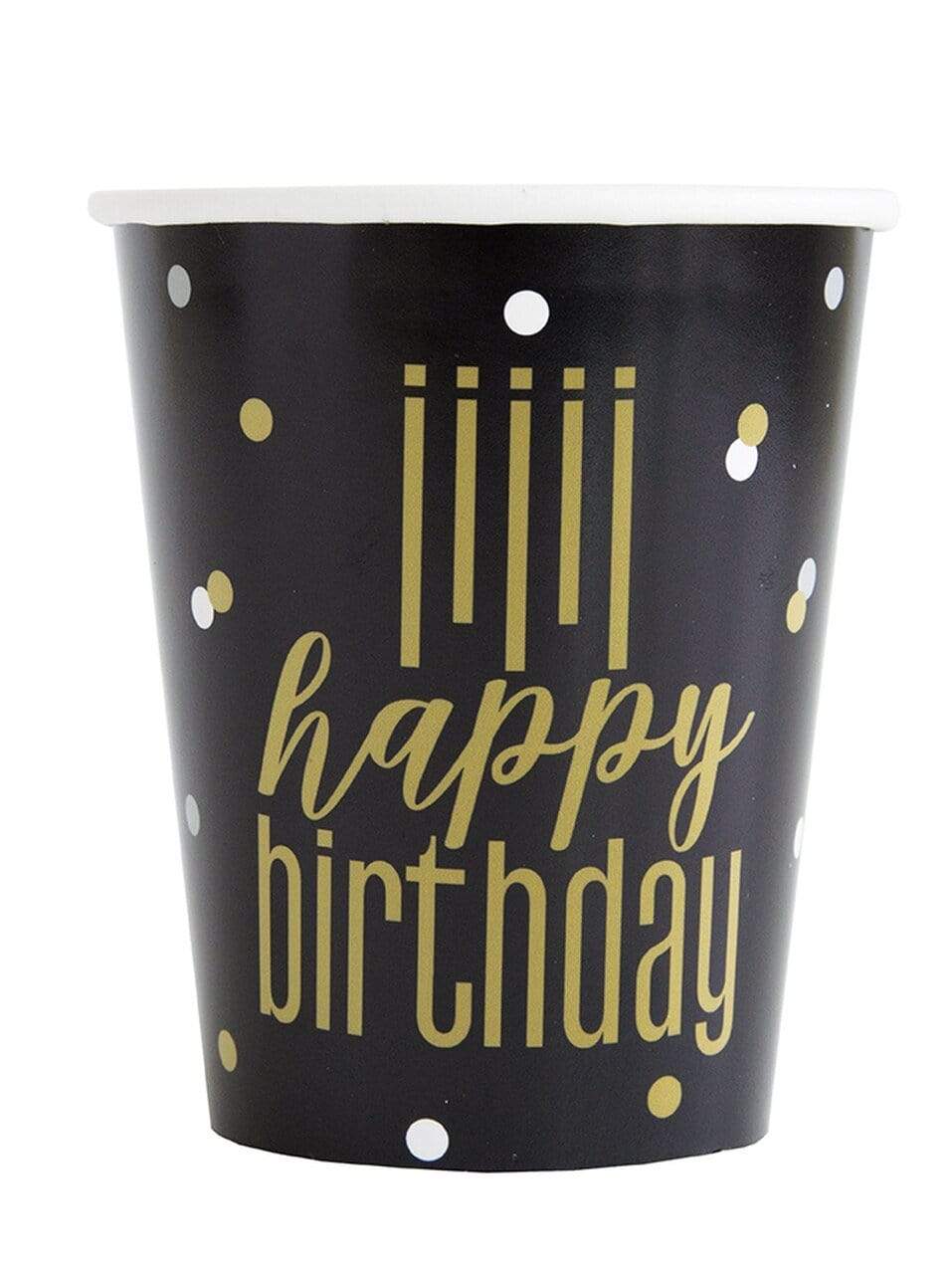 Unique Party Supplies Metallic Gold Silver Happy Birthday Cups 9oz (8 count)