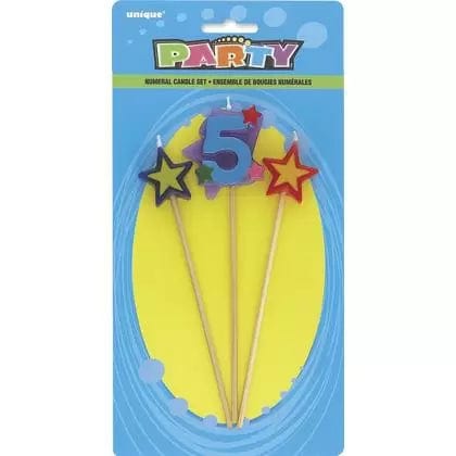 Unique Party Supplies Number 5 Star Candles Set