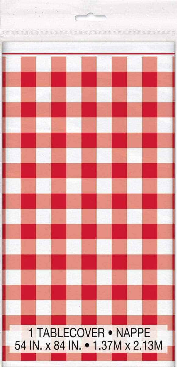 Unique Party Supplies Red Gingham Rectangular Plastic Table Cover