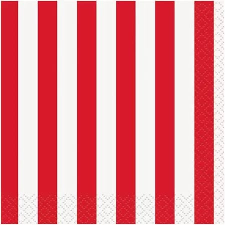 Unique Party Supplies Red Stripes Beverage Napkins (16 count)