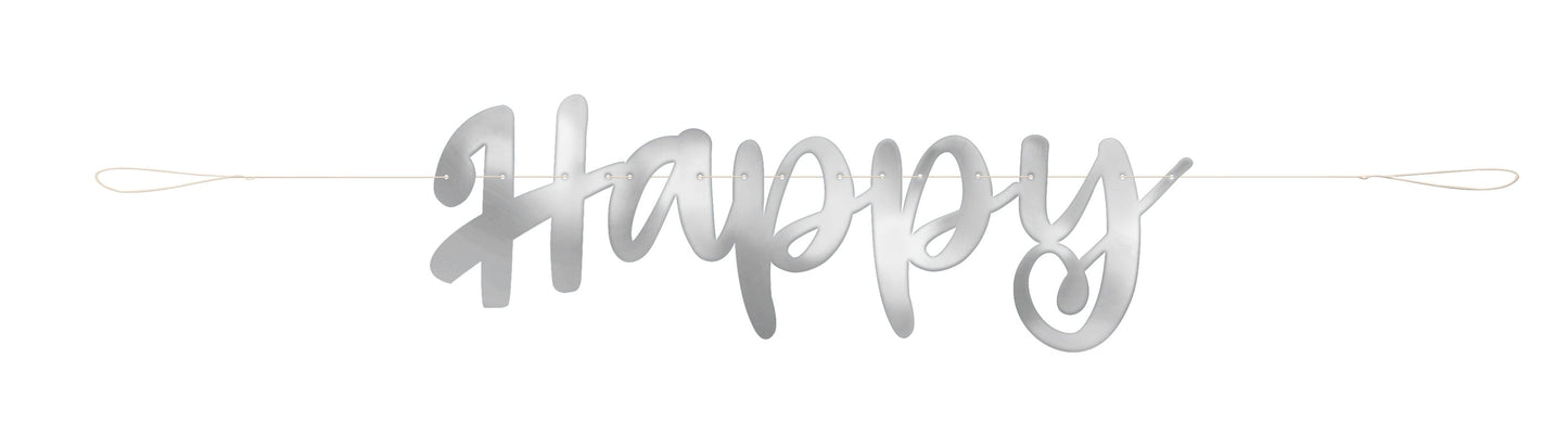 Unique Silver Script Foil "Happy Anniversary" Banner