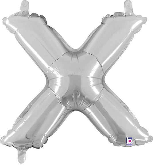 14" Megaloon Jr. Letter X - Silver (5ct) - Betallic