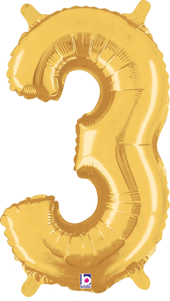 14" Megaloon Jr. Number 3 - Gold (5ct) - Betallic