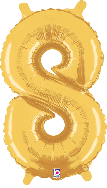 14" Megaloon Jr. Number 8 - Gold (5ct) - Betallic