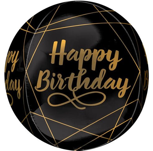 15" Orbz - Elegant Birthday Black & Gold - Anagram