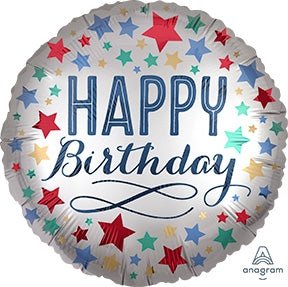 18" Birthday Satin with Stars - Anagram
