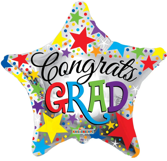 18" Congrats Grad Bright Silver Star (100ct) - Conver USA