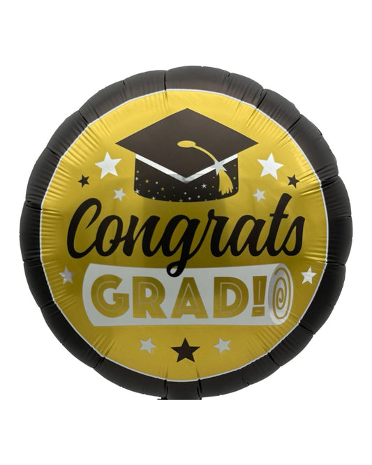 18" Congrats Grad Gold with Black Cap (50ct) - Party America