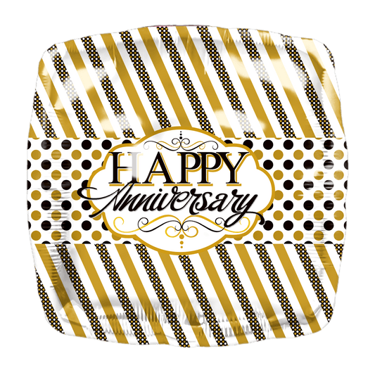 18" Happy Anniversary Stripes & Dots (50ct) - Party America