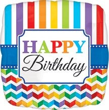 18" Happy Birthday Bright Stripe & Chevron - Anagram