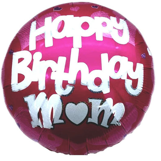 18" Happy Birthday Mom - Hearts Print (20ct) - Party America