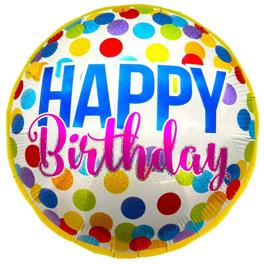 18" Happy Birthday - Multicolor Polka Dots (20ct) - Party America