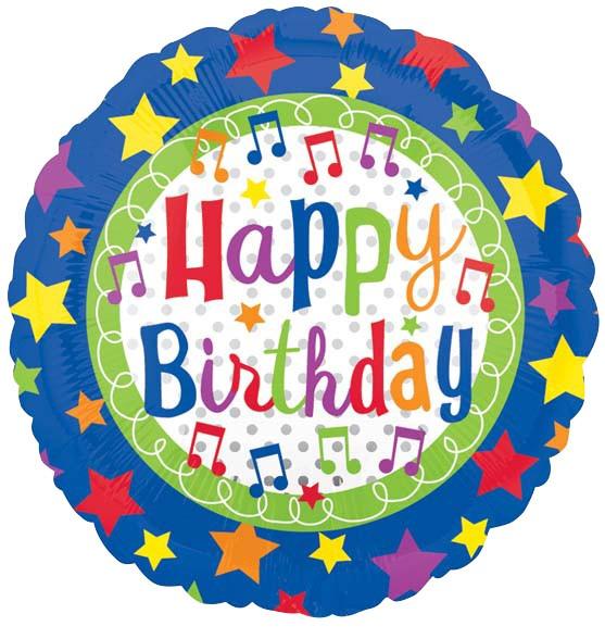 18" Happy Birthday Stars and Music Notes - Anagram