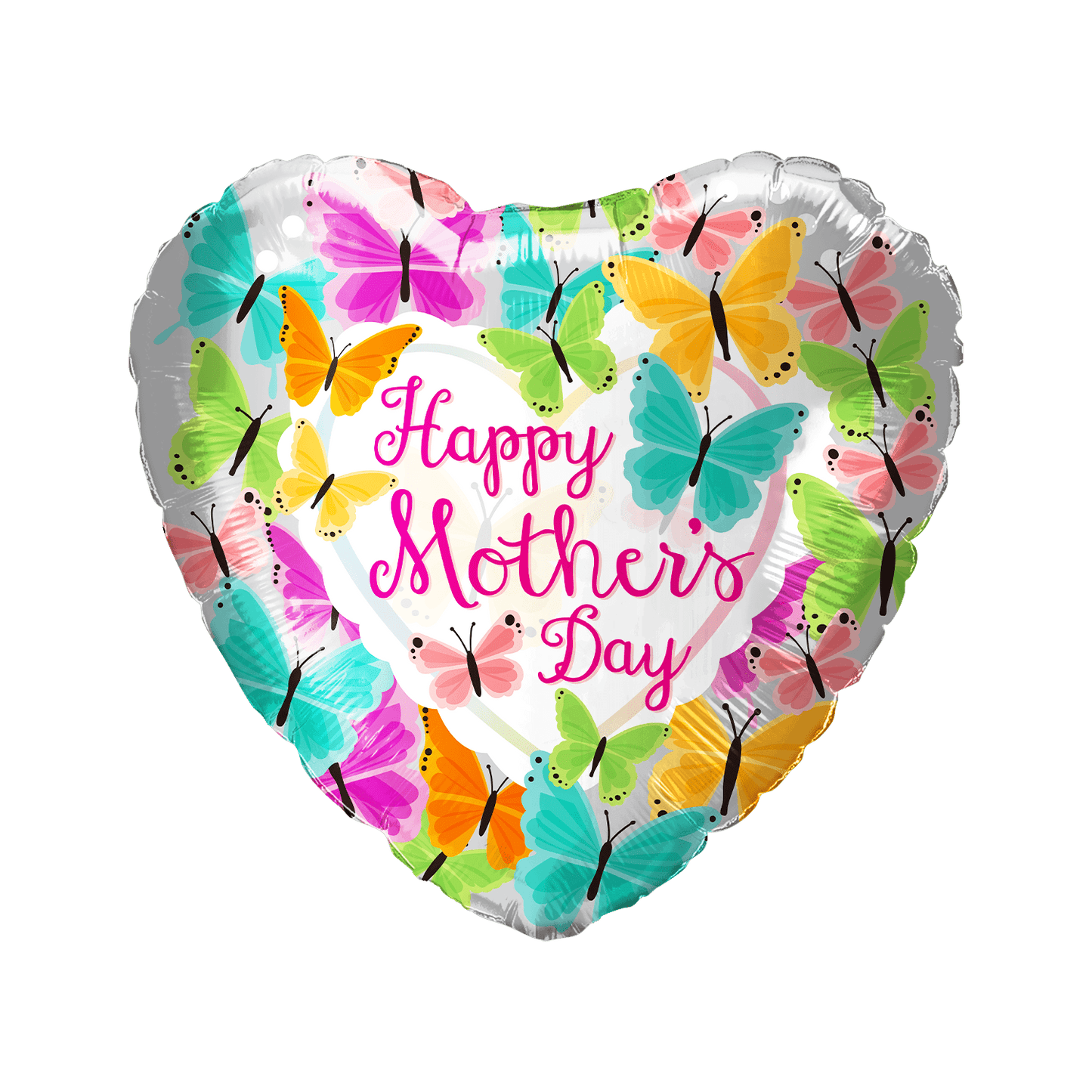 18" Happy Mother's Day Colorful Butterflies Heart (50ct) - Party America