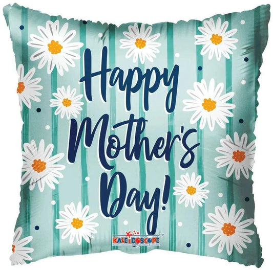 18" Happy Mother's Day Daisies on Mint Balloon (100ct) - Conver USA