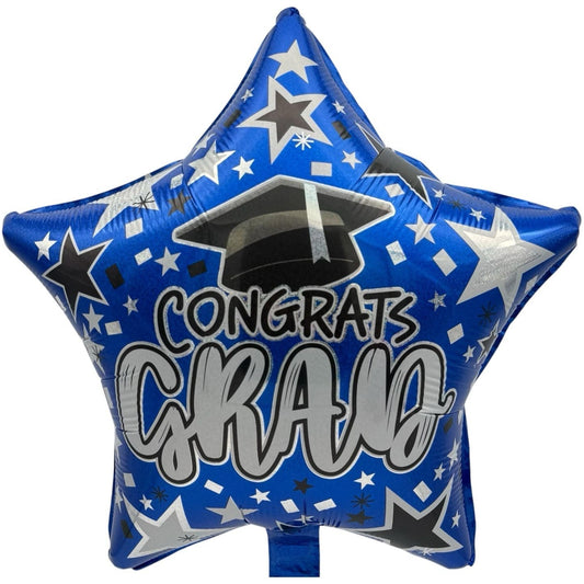 18" Holographic Graduation Blue Star (50ct) - Party America