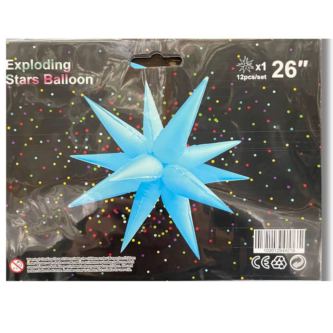 Neon Blue Starburst 26″ Balloon