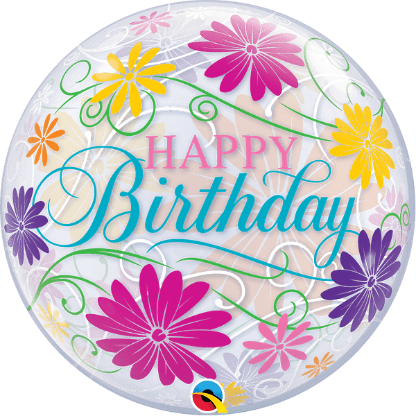 22" Bubble Balloon - Flowers & Filigree - Qualatex