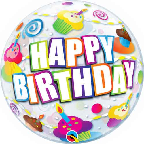 22in Bday Cupcake Bubble 22″ Bubble Balloon Balloon by Qualatex from Instaballoons