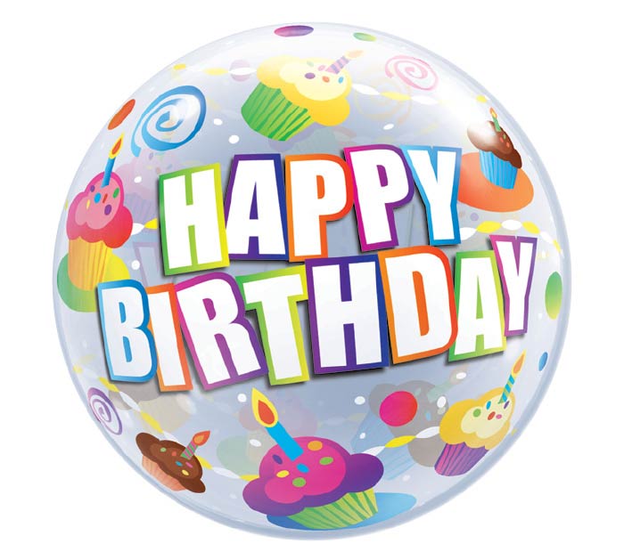 22in Bday Cupcake Bubble 22″ Bubble Balloon Balloon by Qualatex from Instaballoons