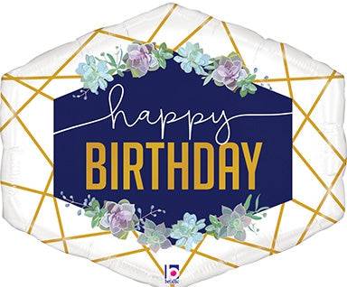 25" Geo Navy Birthday- Foil Balloon (PKG) - Sempertex