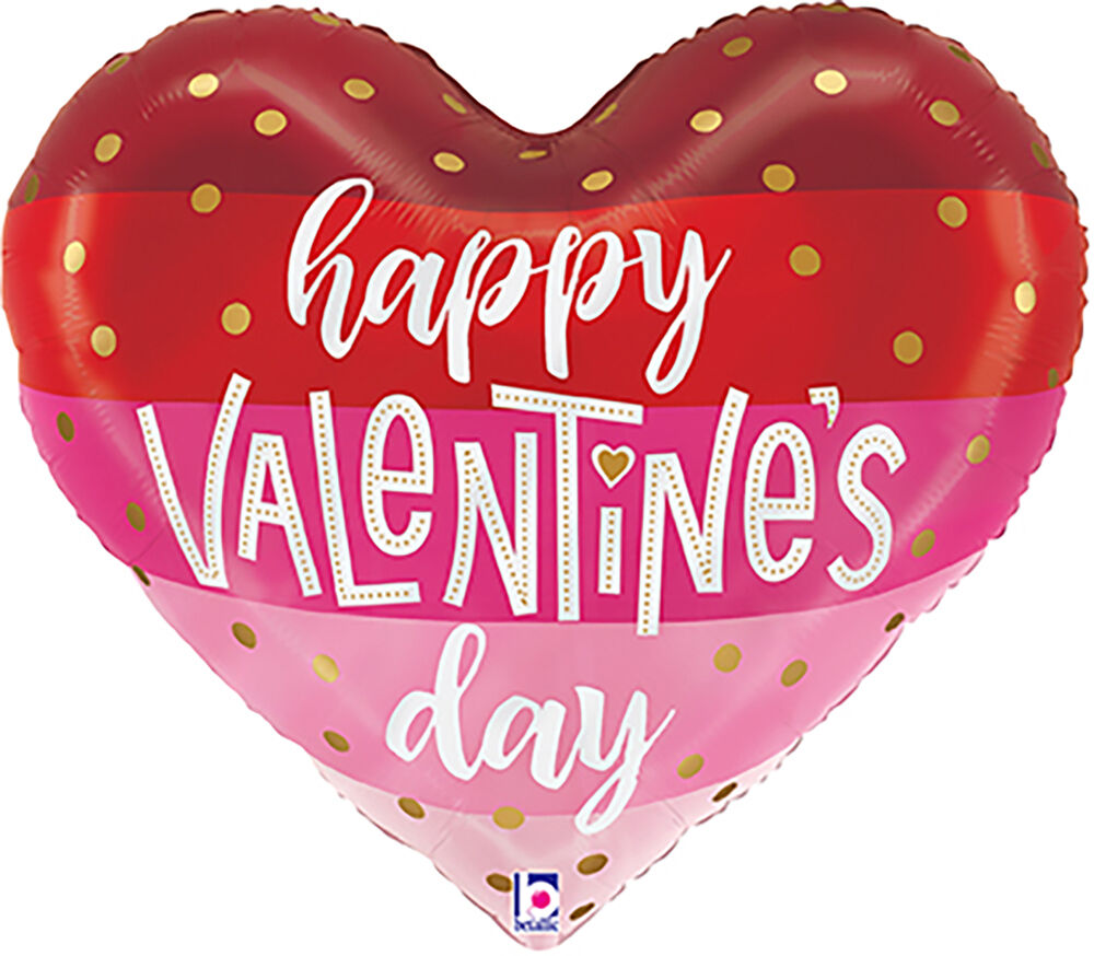 Satin Stripes Happy Valentine's Day Heart 24″ Balloon