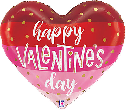 Satin Stripes Happy Valentine's Day Heart 24″ Balloon