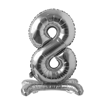 28" Standing Number Balloon - Silver - Winner Party