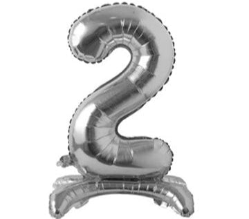 28" Standing Number Balloon - Silver - Winner Party