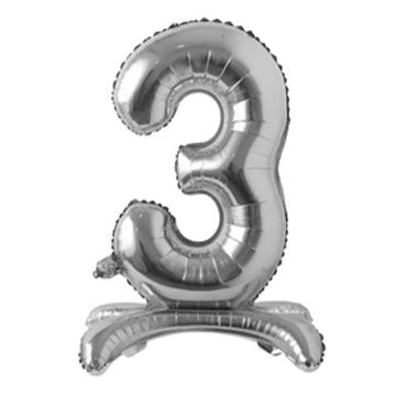 28" Standing Number Balloon - Silver - Winner Party