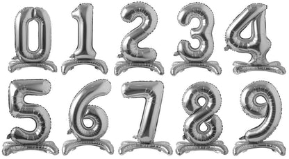 28" Standing Number Balloon - Silver - Winner Party