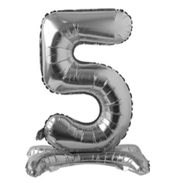 28" Standing Number Balloon - Silver - Winner Party