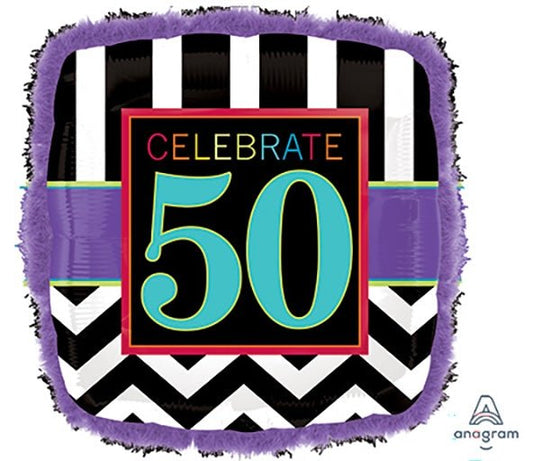 32" Doo-Dads 50th Birthday Celebration with Boa Trim - Anagram