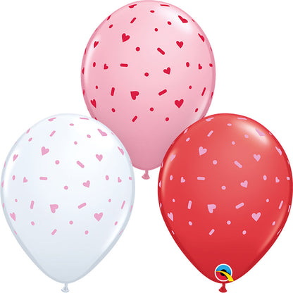 Hearts & Sprinkles 11″ Latex Balloons (50 count)